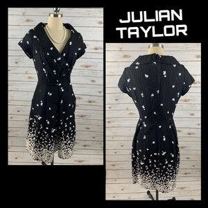 Julian Taylor Black with White Fit & Flare Dress
